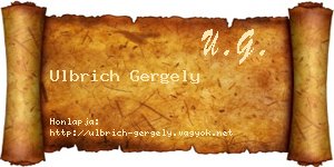 Ulbrich Gergely névjegykártya